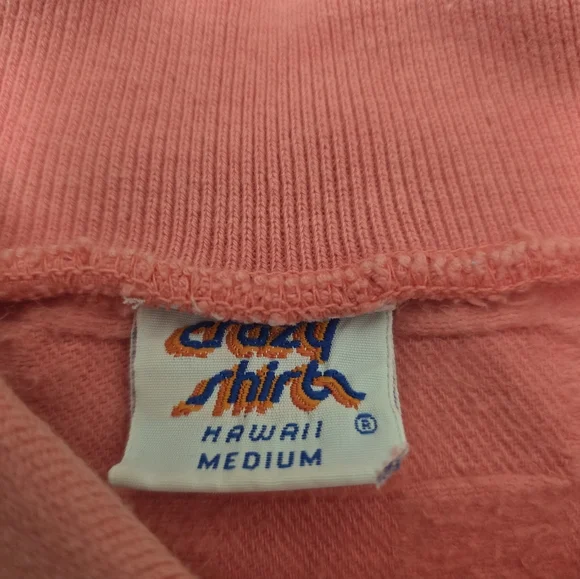 VTG Crazy Shirt Hawaii Collared Sweatshirt Pink Coral Textured Womens Size Med - Picture 6 of 9